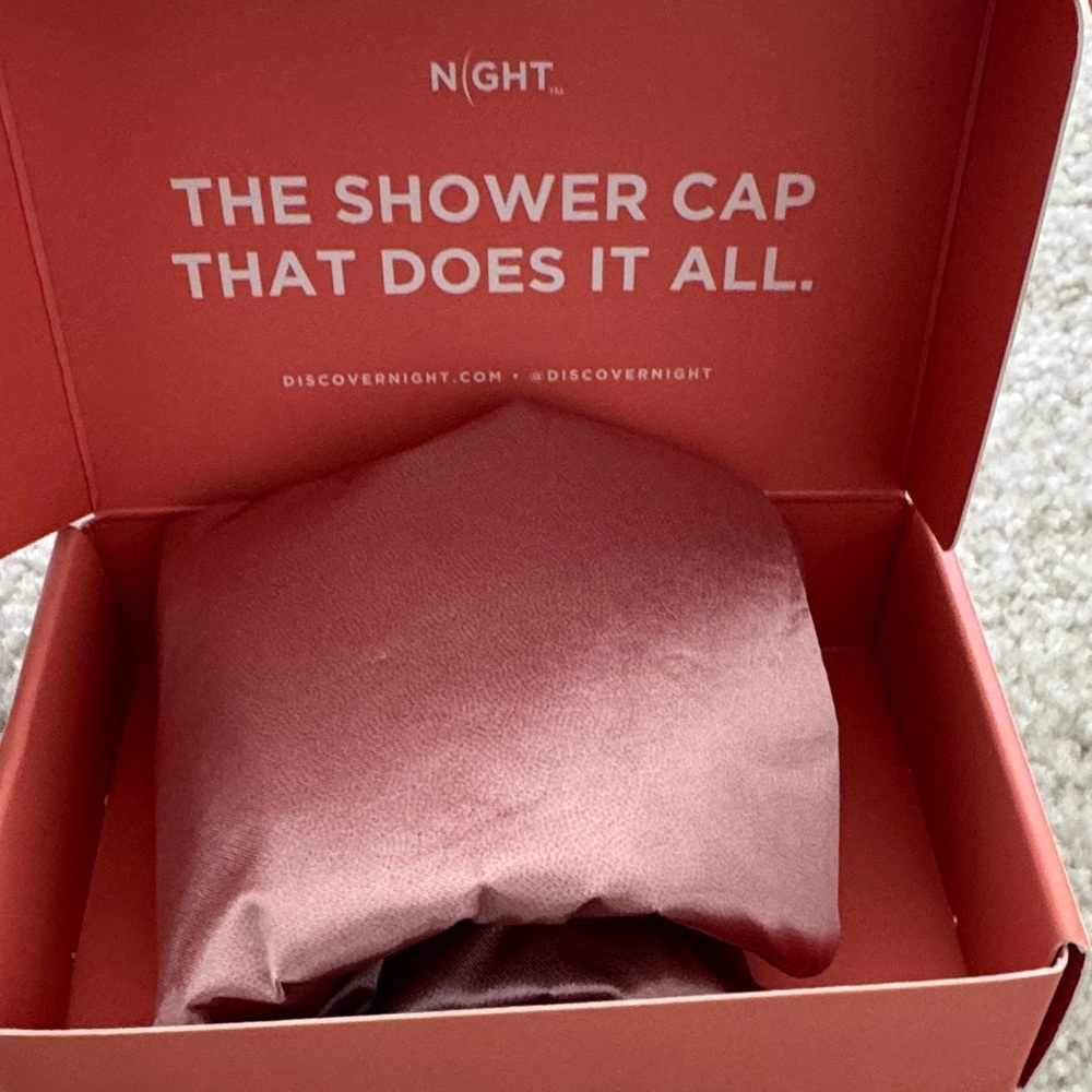 Night Women's Luxury Satin Shower Cap - Steam & Frizz Proof- Color: Blush - New